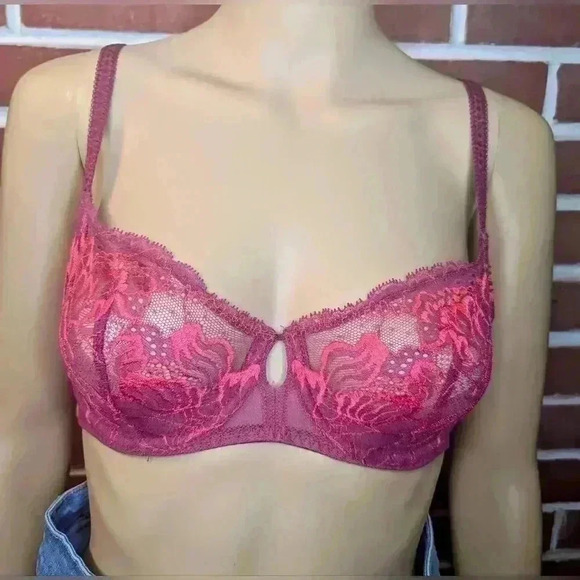 Simone Perele Other - NWOT Simone Perele Red Lace Promesse Demi Cup Bra 32D